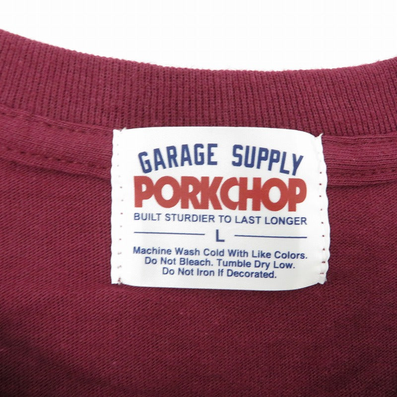 PORK CHOP | ポークチョップ GARAGE SUPPLY PORK FRONT TEE 半袖Tシャツ P0451 ボルドー/バーガンディー サイズ:L【瀬戸大橋店】