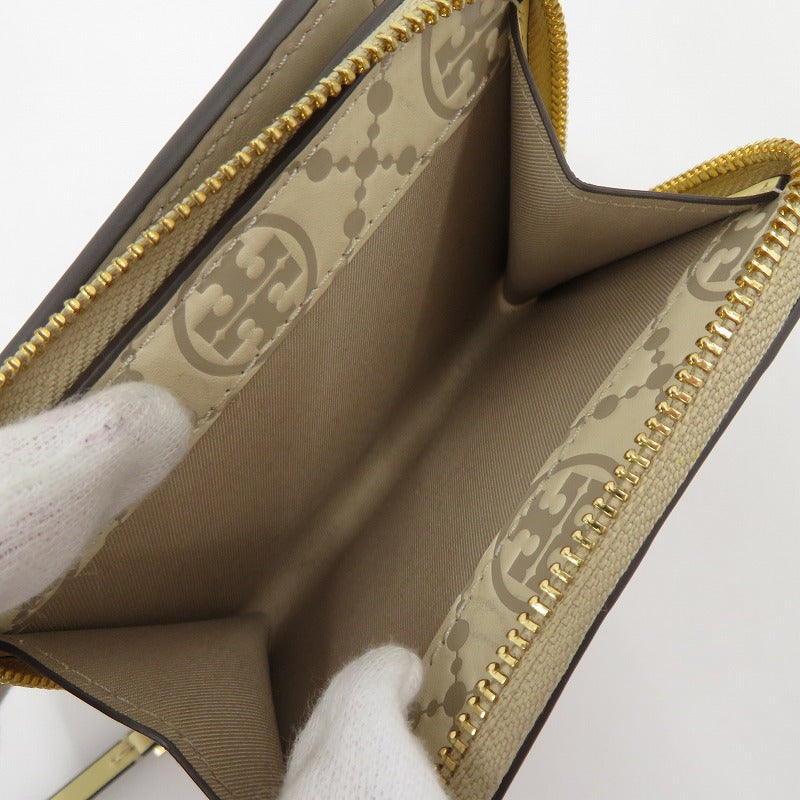 Tory Burch | トリーバーチ Tモノグラム コントラスト エンボス ウォレット 二つ折り財布 146179 020 ベージュ系【瀬戸大橋店】