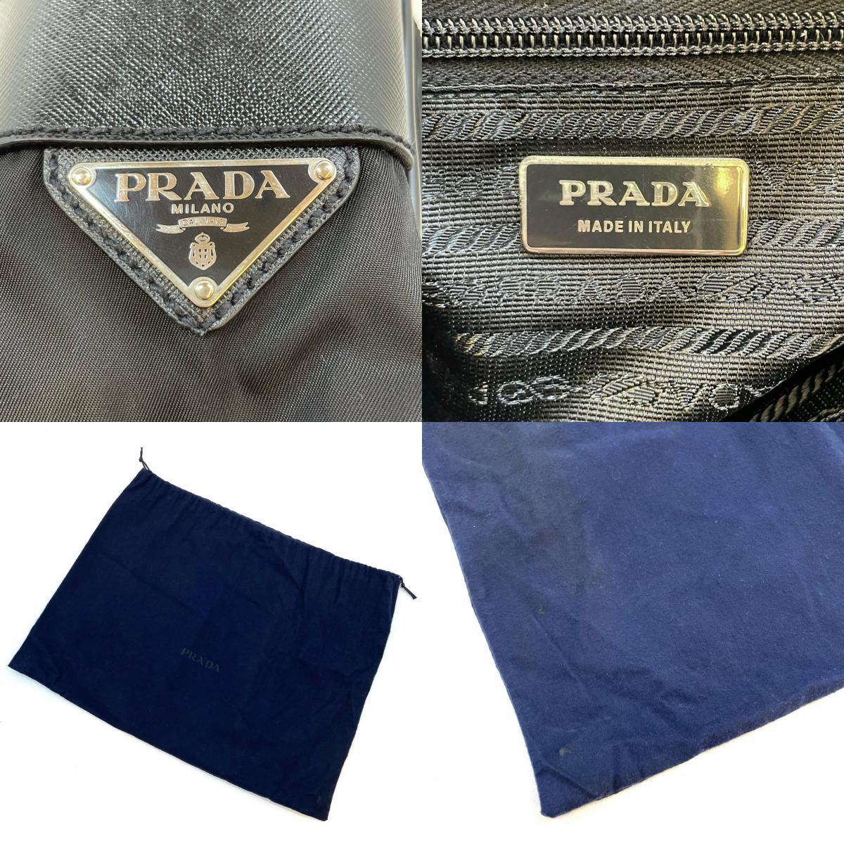 【中古】PRADA | プラダ テスート ショルダーバッグ 斜め掛け ナイロン 三角ロゴプレート ブラック【尾張小牧店】