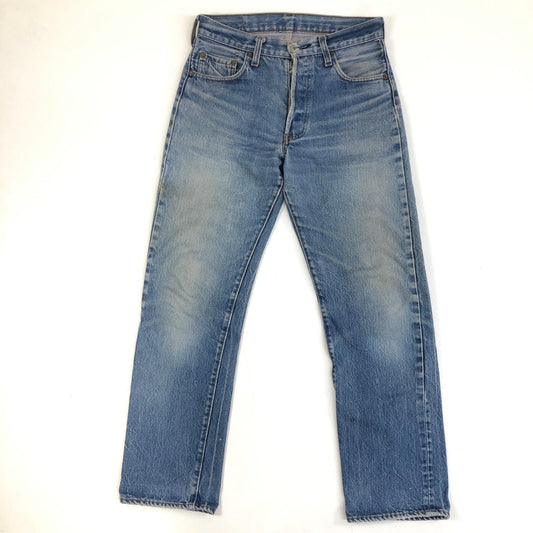 【中古】VINTAGE | ビンテージ 501 赤耳 デニムパンツ 80年代 ボタン裏刻印 524 パッチ タグなし W28 L28 位 ブルー【加古川物流】