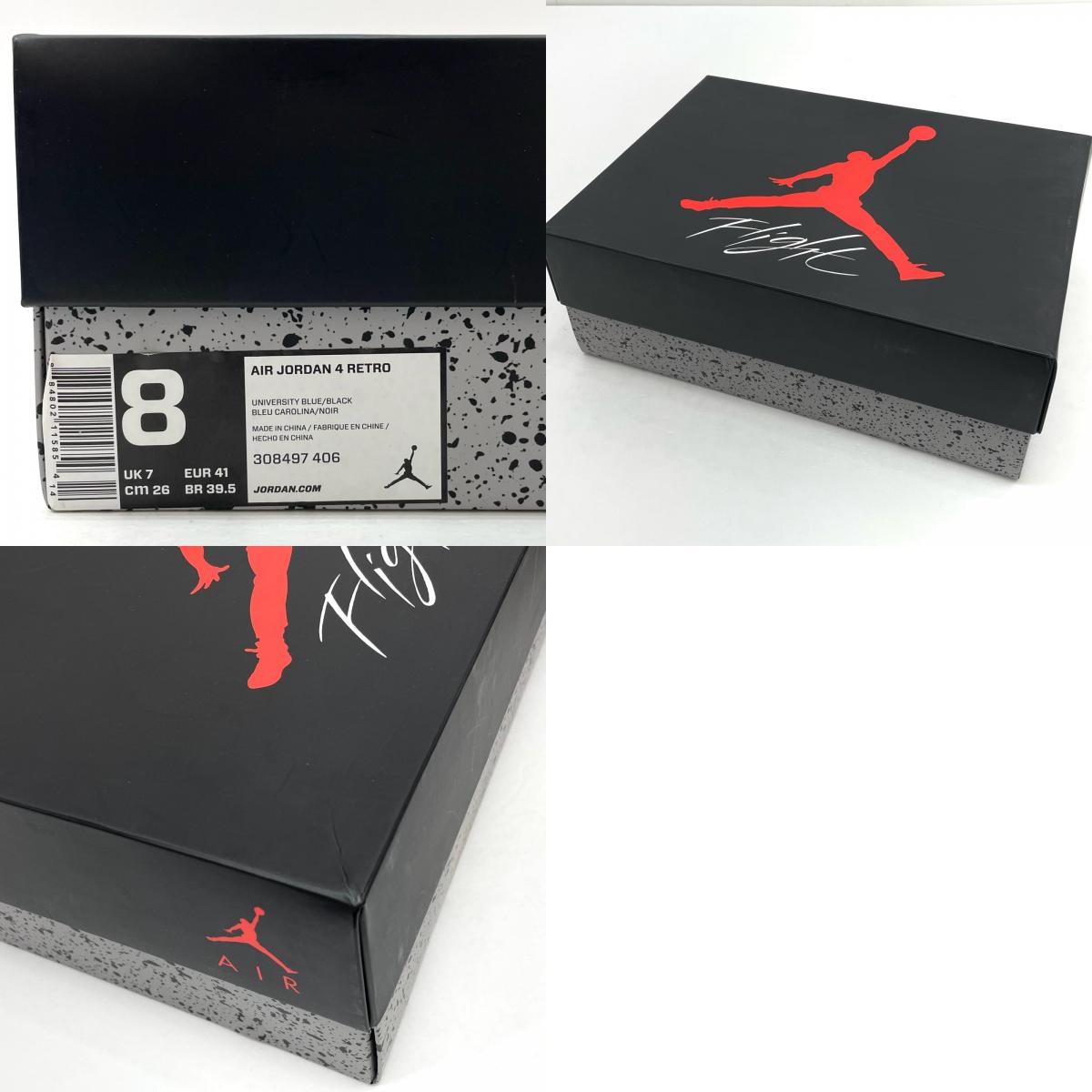 【中古】NIKE×Travis Scott | ナイキ×トラヴィススコット ※訳あり Air Jordan 4 Retro Cactus Jack "University Blue"/エアジョーダン4 レトロ カクタスジャック "ユニバーシティブルー" スニーカー 靴 308497-406 ライトブルー 26cm【尾張小牧店】