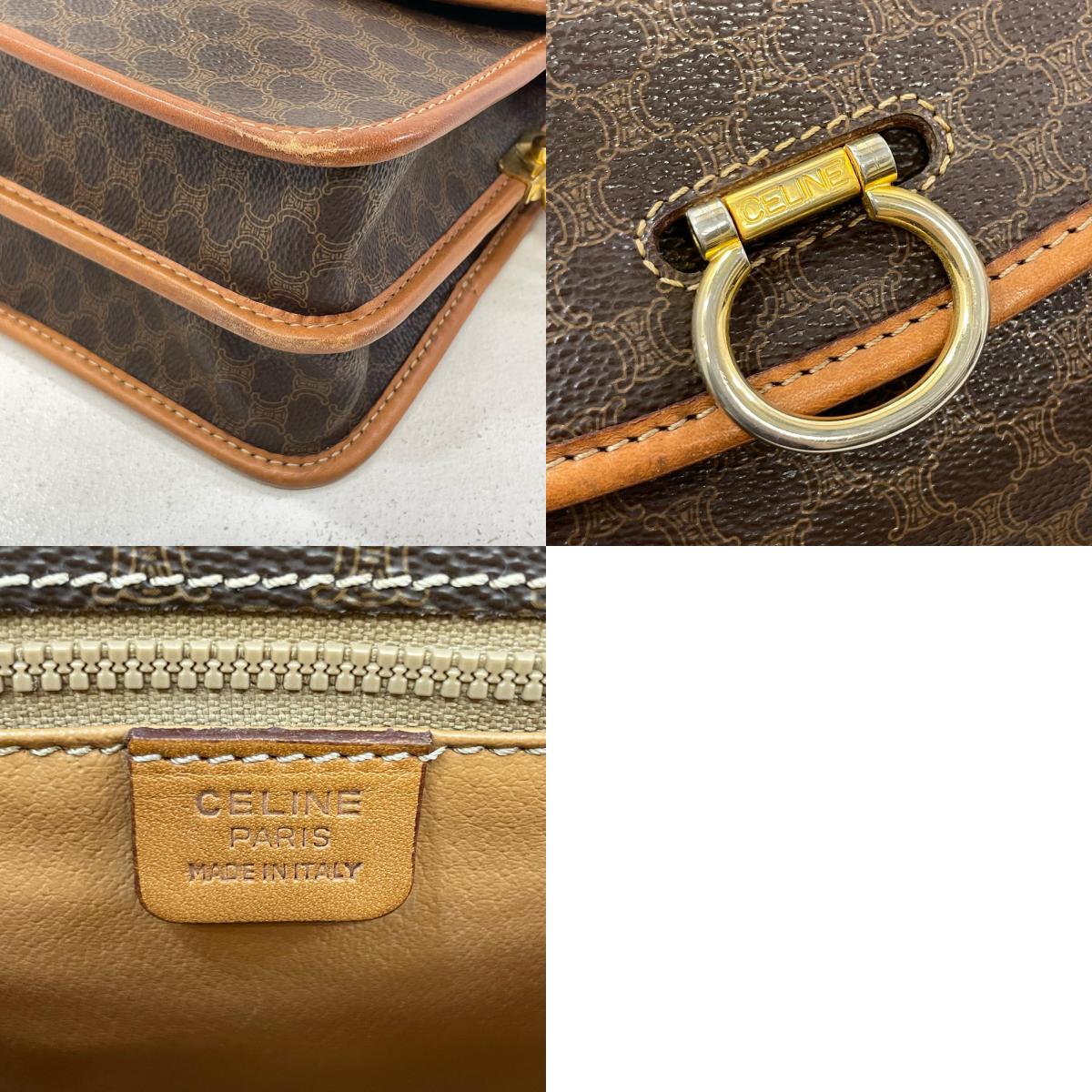 【中古】CELINE | セリーヌ マカダム ショルダーバッグ ブラウン【尾張小牧店】