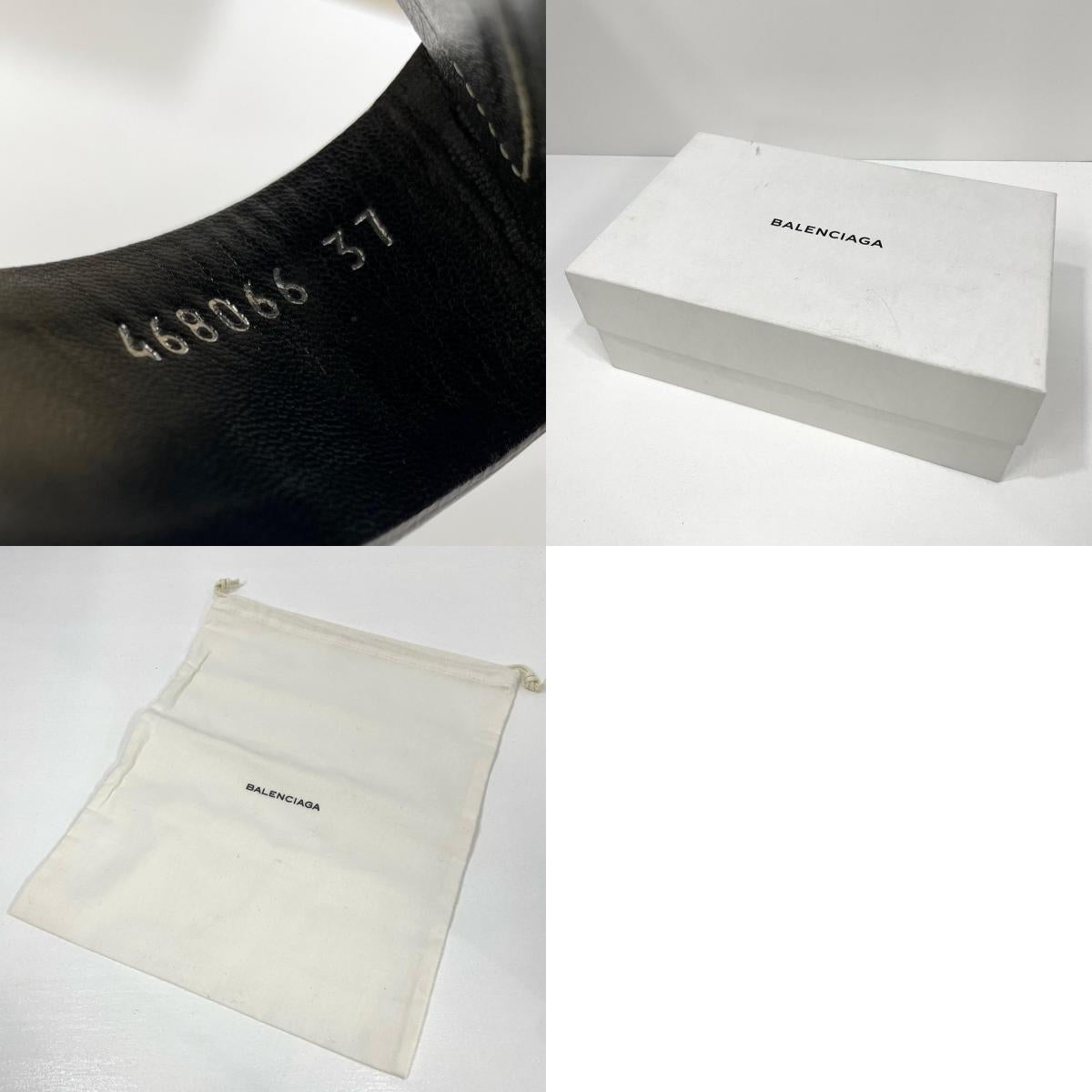 【中古】BALENCIAGA | バレンシアガ ストラップ レザー スクエアトゥ サンダル ブラック サイズ:37 24.5cm【尾張小牧店】