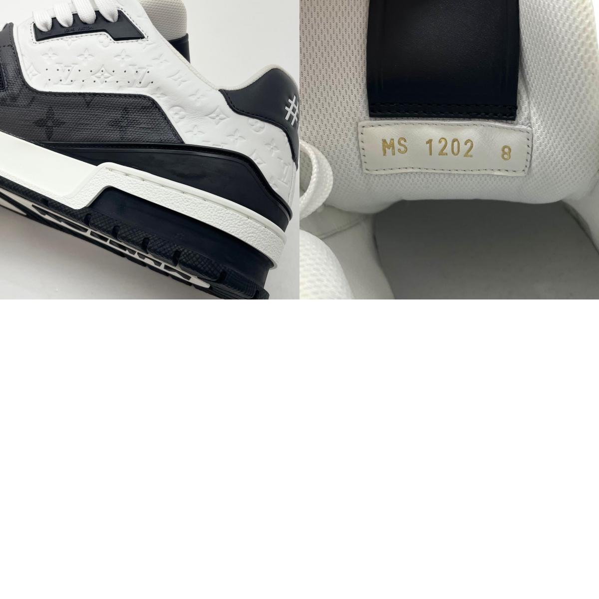 【中古】LOUIS VUITTON | ルイ・ヴィトン モノグラム エクリプス LVトレイナーライン ローカットスニーカー 靴 ホワイト×ブラック【尾張小牧店】
