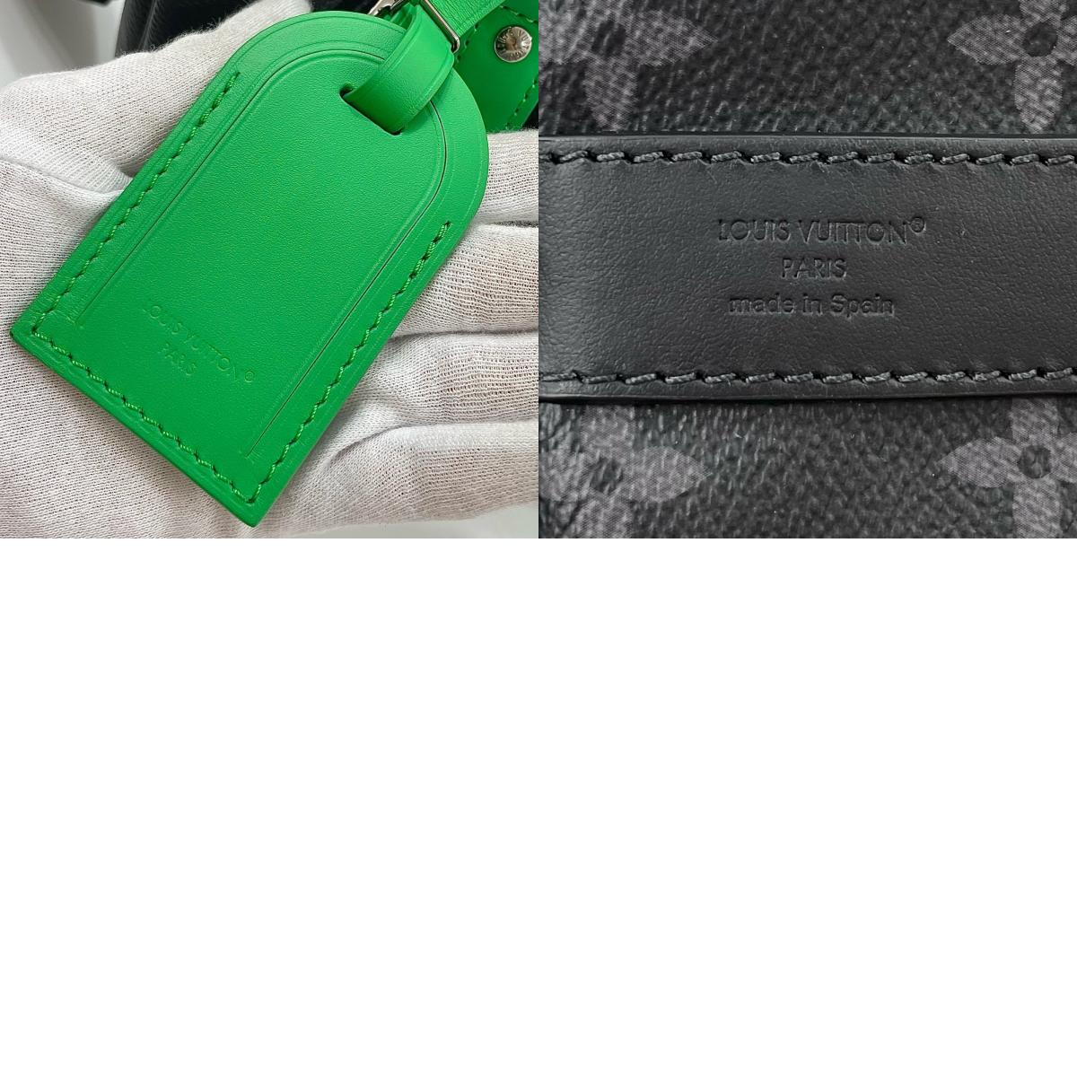 【中古】LOUIS VUITTON | ルイ・ヴィトン キーポルバンドリエール25 モノグラムエクリプス 2way ショルダー ハンド バッグ M25885 ブラック×グリーン【尾張小牧店】