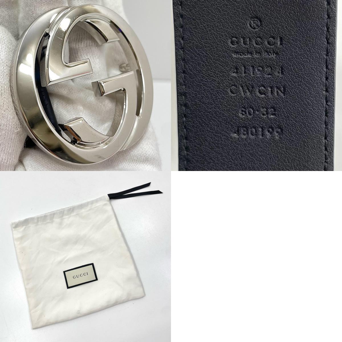 【中古】GUCCI | グッチ インターロッキングG ベルト ブラック グッチ シグネチャー レザー 411924 ブラック【尾張小牧店】