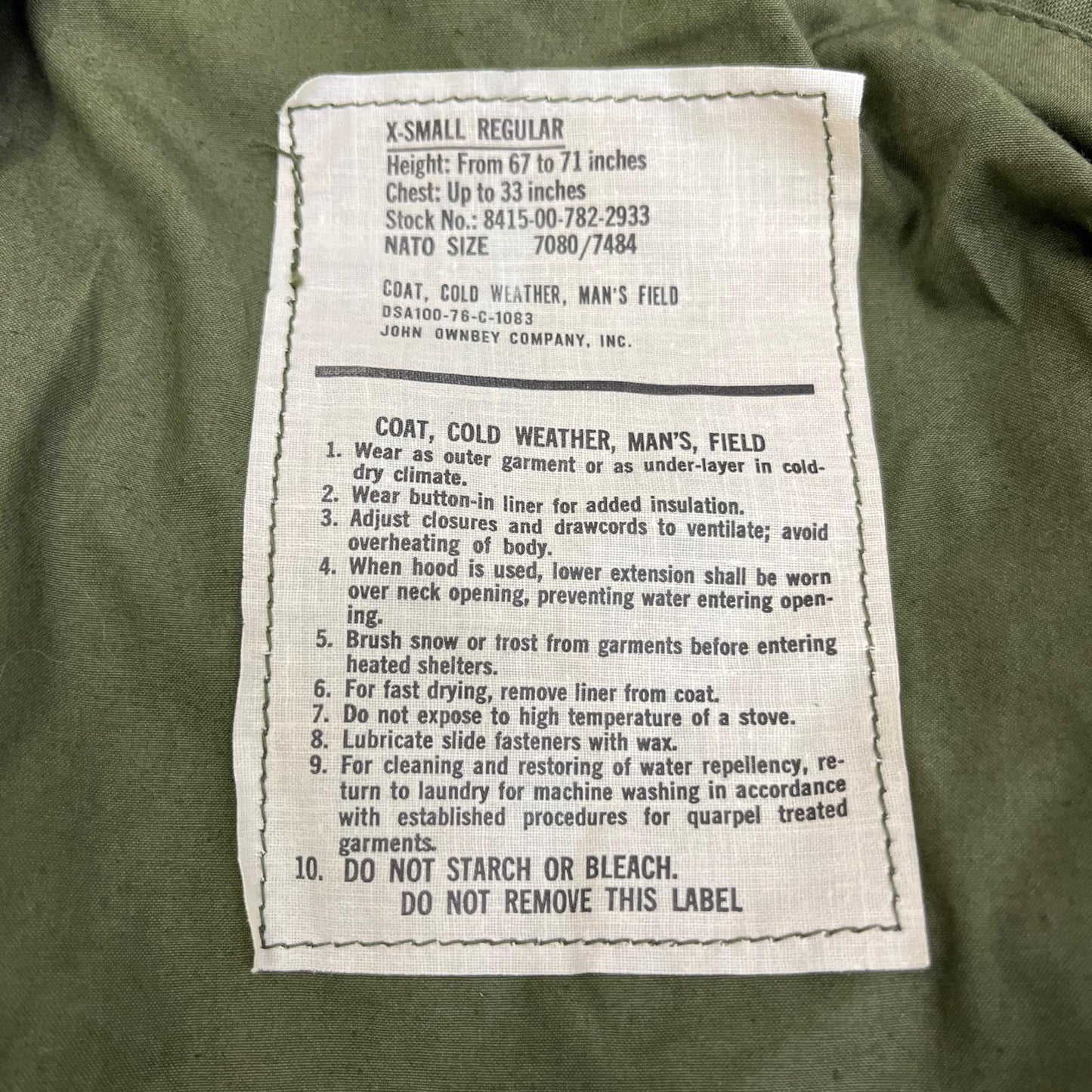 MILITARY衣料 | ミリタリーイリョウ U.S ARMY M-65 Field Jacket 3rd type ミリタリージャケット DSA100-76-C-1083 カーキ サイズ:XS【加古川店】