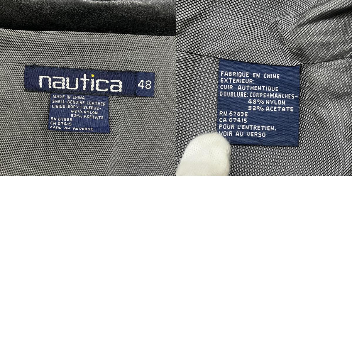 【中古】NAUTICA | ノーティカ leather car coat レザー ブラック サイズ:48【加古川店】