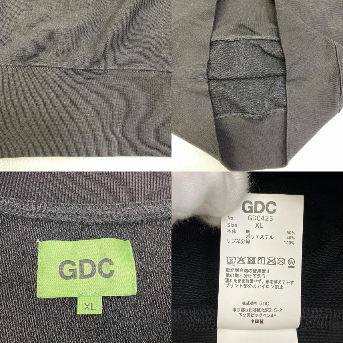 【中古】GDC | ジーディーシー RINNE crew sweat スウェット gd0423 ブラック サイズ:XL【加古川店】