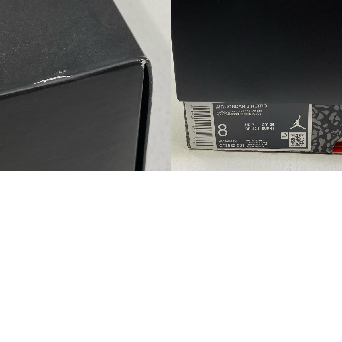【中古】NIKE | ナイキ Air Jordan 3 Retro Black Cat スニーカー CT8532-001 ブラック 26cm【加古川店】