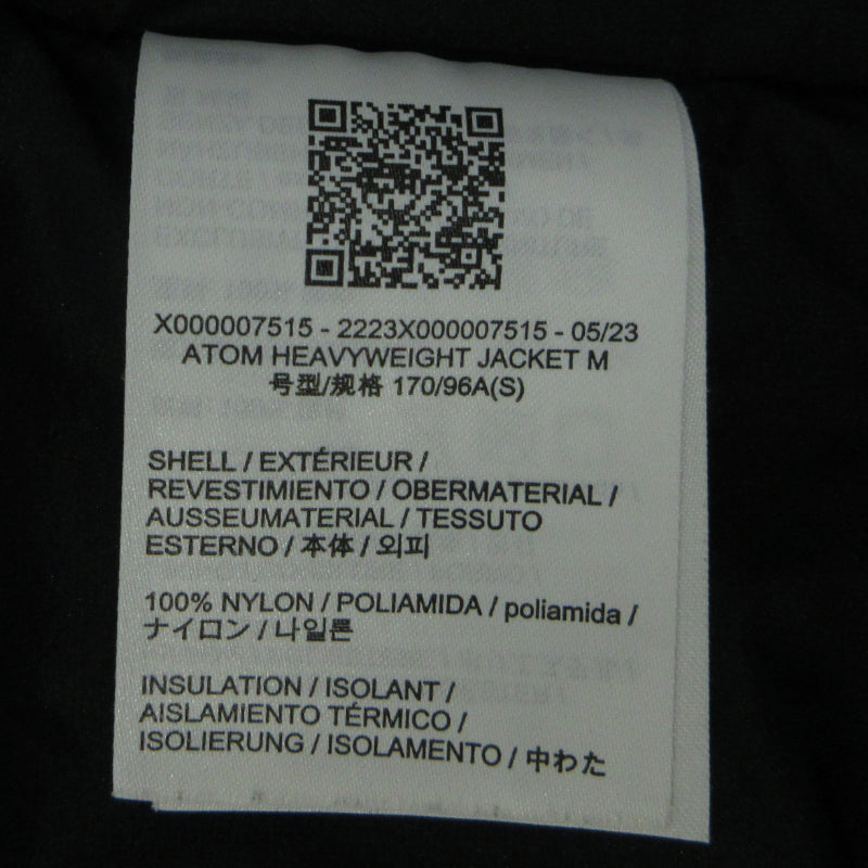 ARC'TERYX | アークテリクス Atom Heavyweight Jacket M アトム ロゴ刺繍 中綿ジャケット X000007515 ブラック サイズ:S【三重本店】
