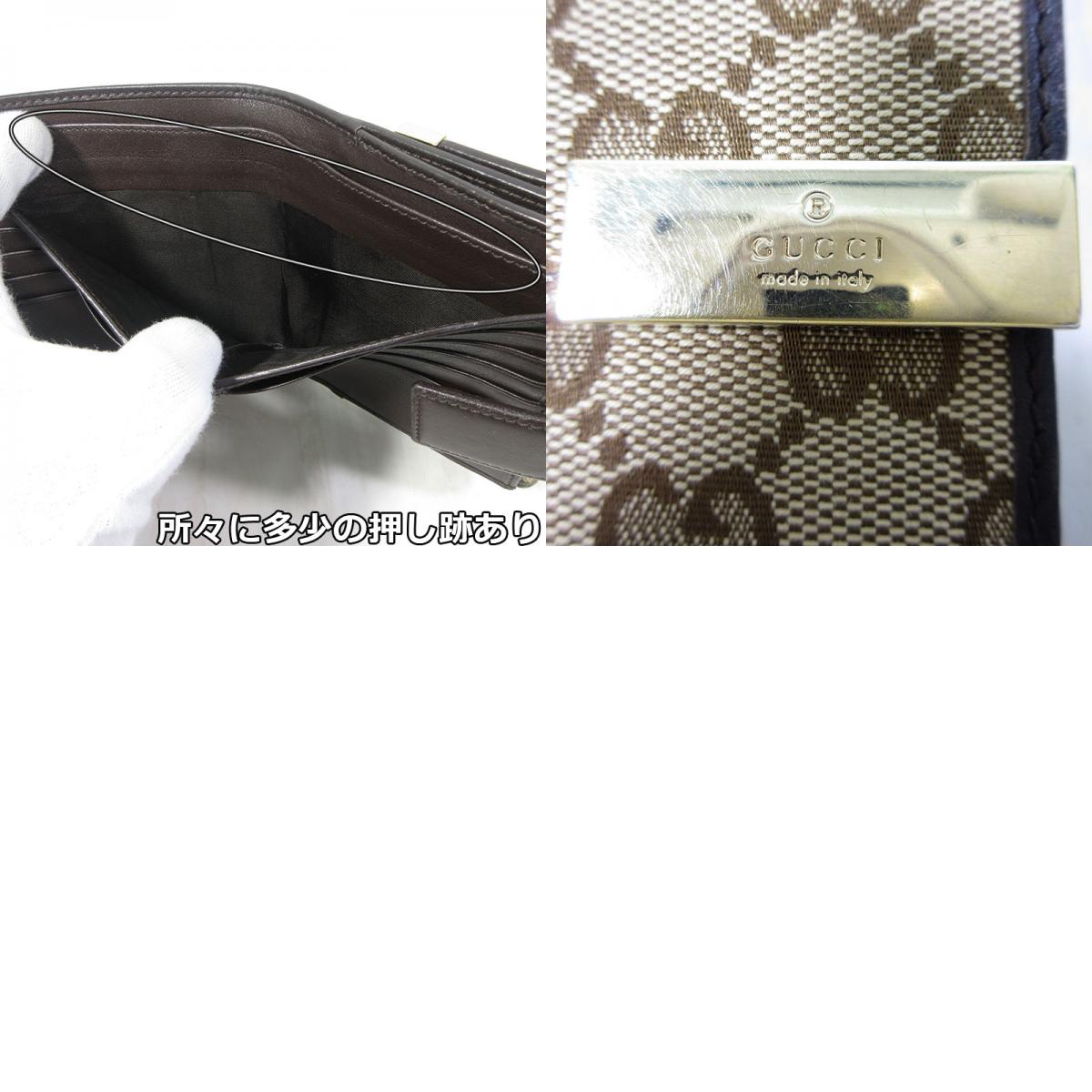 GUCCI | グッチ GGキャンバス メタルプレート Wホック 二つ折り財布 ウォレット 二つ折り財布 257015 496085 ベージュ系×ブラウン系【三重本店】