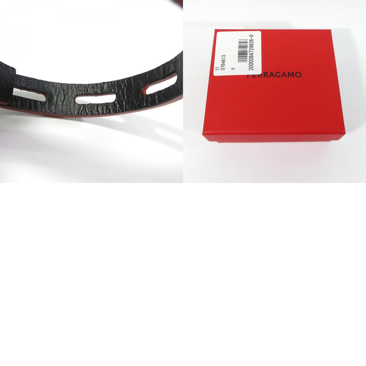 Salvatore Ferragamo | サルヴァトーレフェラガモ レザーブレスレット ブレスレット 0764613 ブラック×レッド【三重本店】