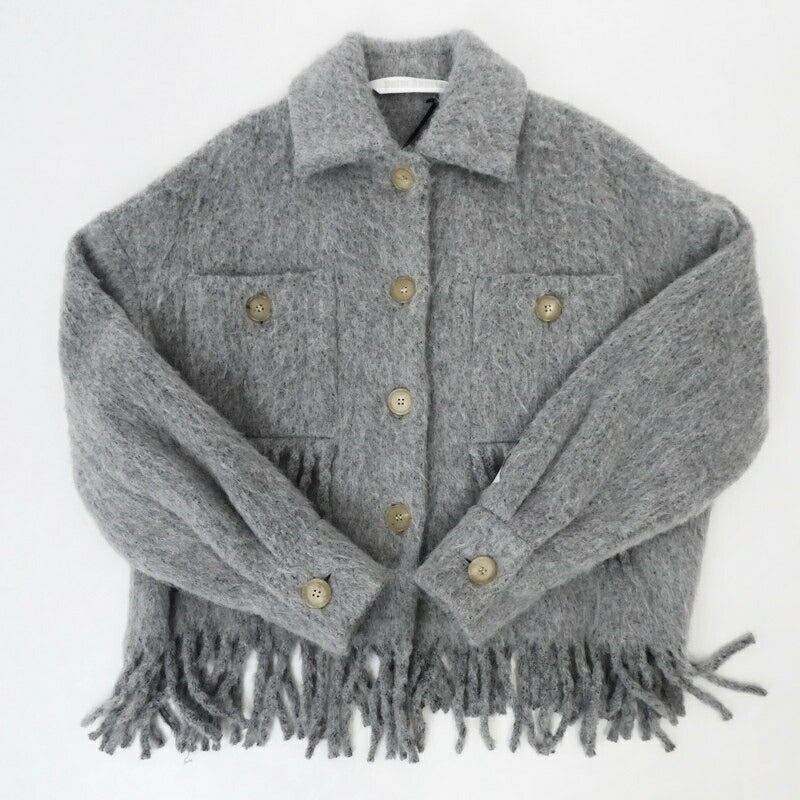 【中古】Palm Angels | パームエンジェルス Fringed Shirt Jacket Melange Grey その他アウター PWEA052F21FAB0010810 グレー サイズ:38