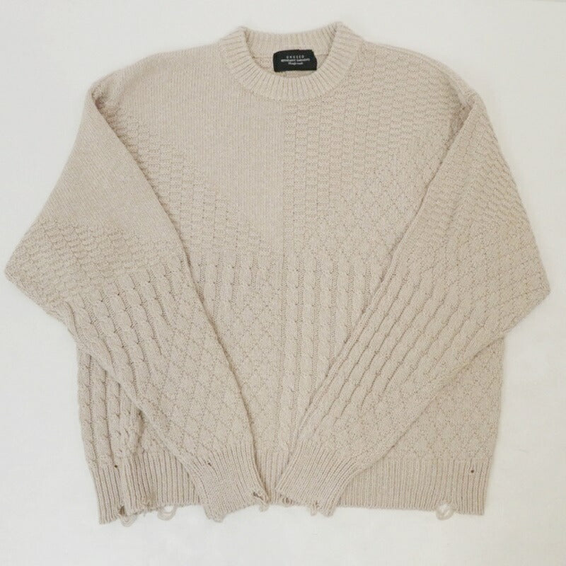 【中古】UNUSED | アンユーズド DAMAGED KNIT ニット US2325 ベージュ サイズ:1