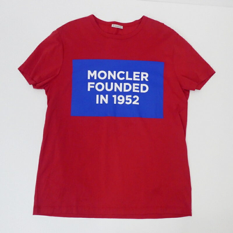 【中古】MONCLER | モンクレール /FOUNDED IN 1952 半袖Tシャツ 8C74610 レッド サイズ:XL