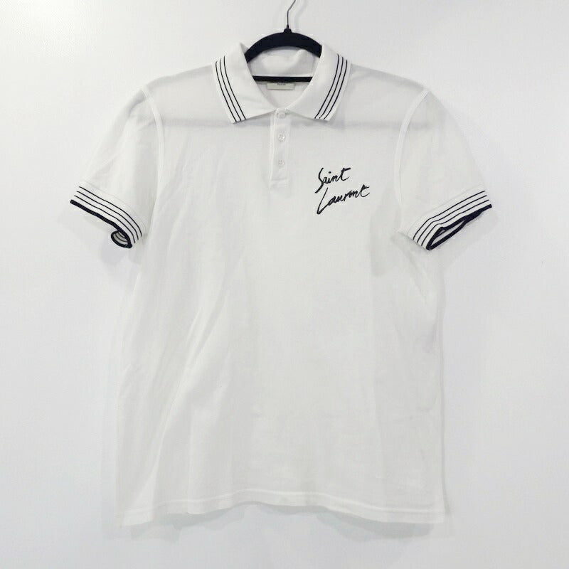 【中古】SAINT LAURENT | サンローラン シグネチャー ポロシャツ 483417 ホワイト サイズ:XS
