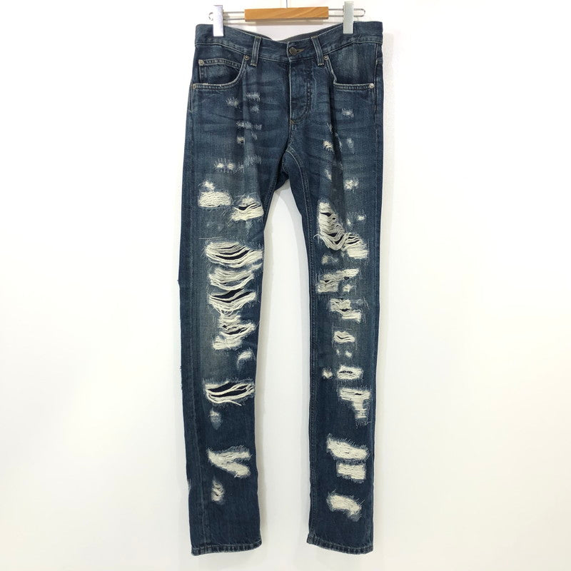 【中古】DOLCE & GABBANA | ドルチェアンドガッバーナ クラッシュ加工デニムパンツ デニムパンツ 2016S/S 44 ネイビー