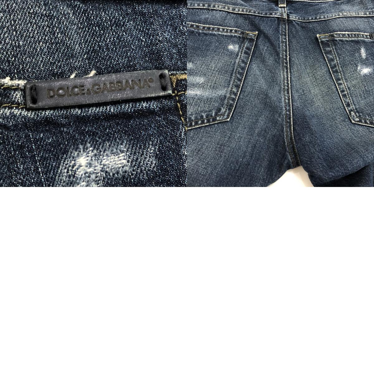 【中古】DOLCE & GABBANA | ドルチェアンドガッバーナ クラッシュ加工デニムパンツ デニムパンツ 2016S/S 44 ネイビー