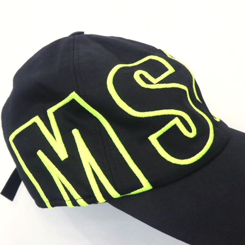 【中古】MSGM | エムエスジーエム MSGMロゴ刺繍 キャップ ブラック