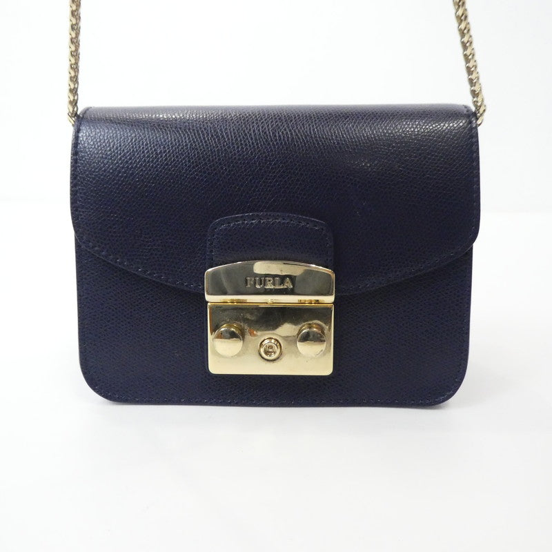 【中古】Furla | フルラ METROPOLIS MINI CROSSBODY ショルダーバッグ ネイビー