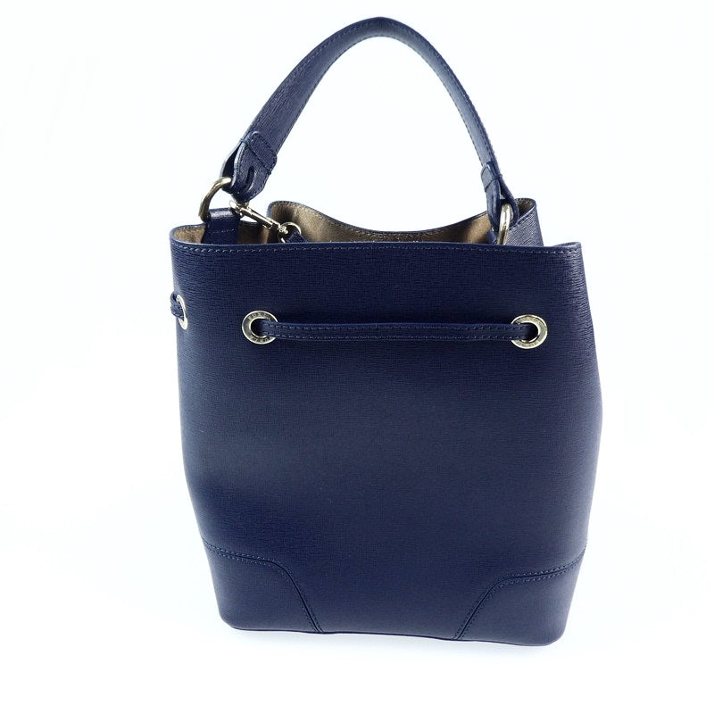 【中古】Furla | フルラ STACY MINI DRAWSTRING ハンドバッグ ネイビー