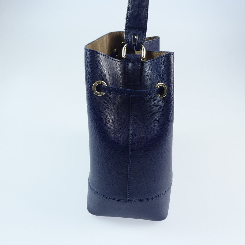 【中古】Furla | フルラ STACY MINI DRAWSTRING ハンドバッグ ネイビー