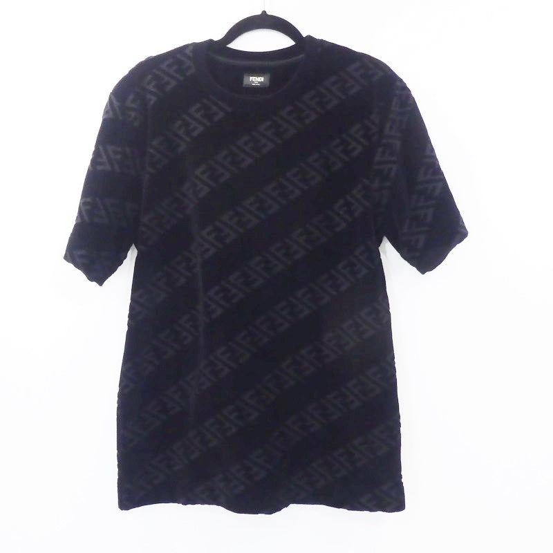 【中古】FENDI | フェンディ ブラックピケFFロゴ 半袖Tシャツ FY0936 AHCA ブラック サイズ:S