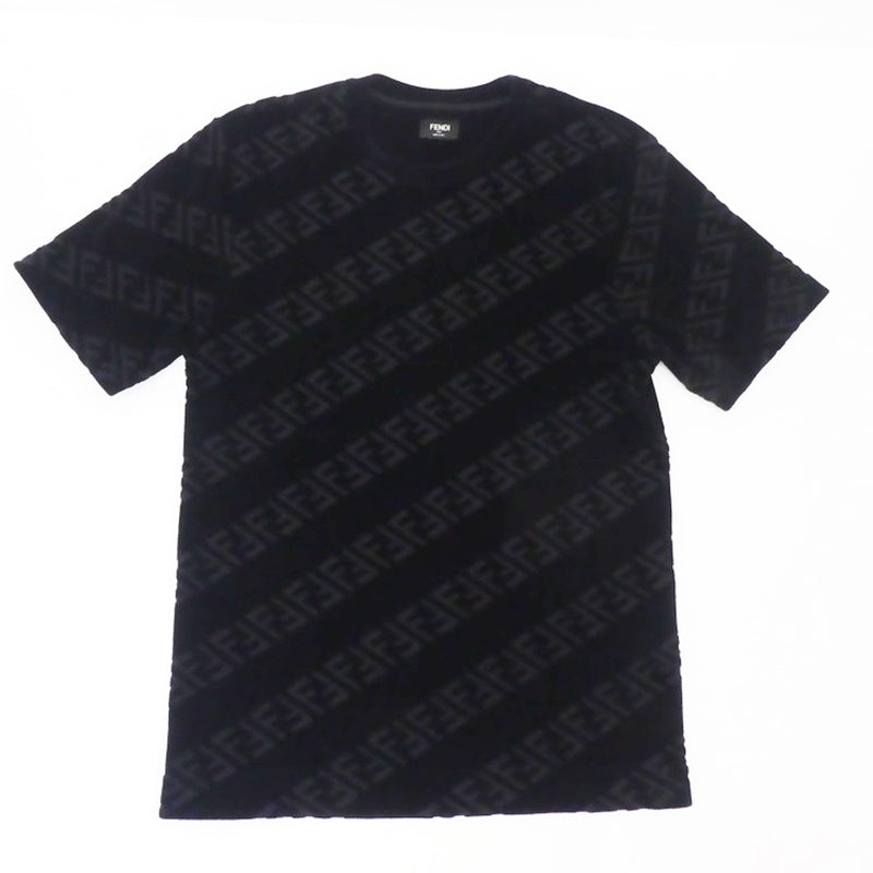 【中古】FENDI | フェンディ ブラックピケFFロゴ 半袖Tシャツ FY0936 AHCA ブラック サイズ:S