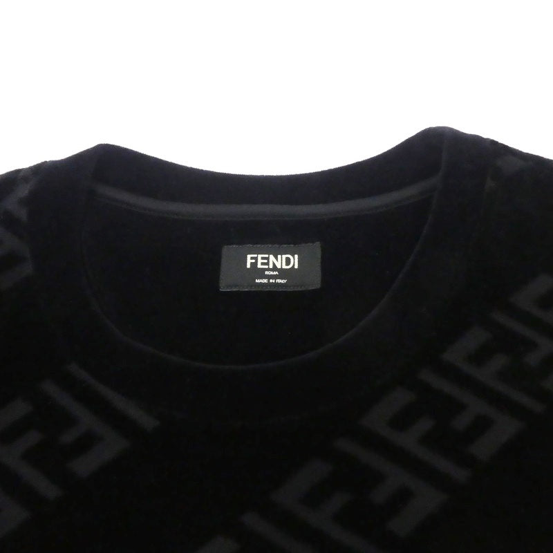 【中古】FENDI | フェンディ ブラックピケFFロゴ 半袖Tシャツ FY0936 AHCA ブラック サイズ:S