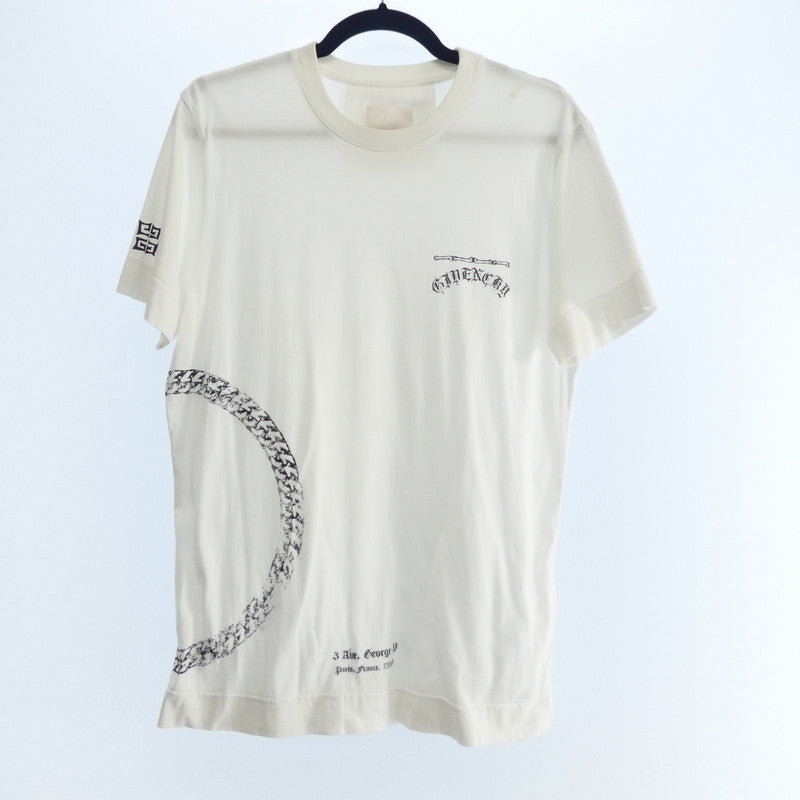 【中古】GIVENCHY | ジバンシィ SYMBOL CIRCLE CHAIN SLIM FIT T-SHIRT 半袖Tシャツ BM716C3Y6B ホワイト サイズ:S