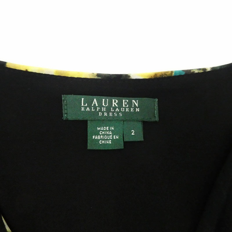 【中古】RALPH LAUREN | ラルフローレン 花柄カシュクール ドレス ブラック サイズ:2