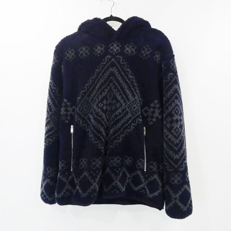 【中古】Seagreen | シーグリーン NATIVE PATTERN BLEACH FLEECE パーカー MSEA22A4148-L ネイビー サイズ:2