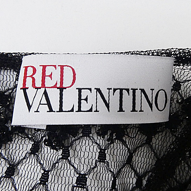 【中古】REDValentino | レッドヴァレンティノ ドットメッシュラインストーンフラワー刺繍 ドレス WR0VA20C663 ブラック サイズ:38