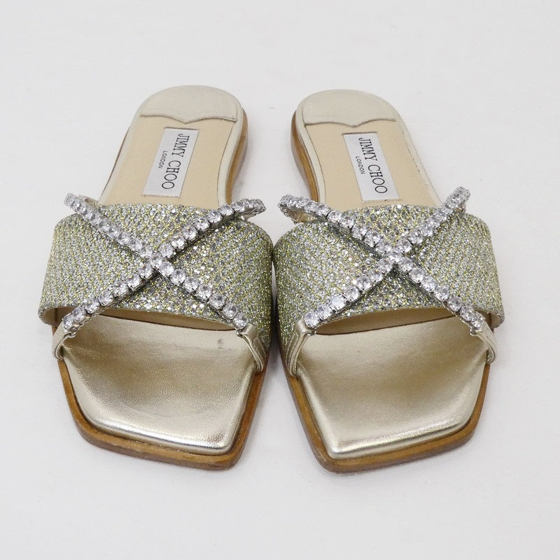 【中古】JIMMY CHOO | ジミーチュウ TALIKA FLAT サンダル J00015865737 ゴールド 24cm