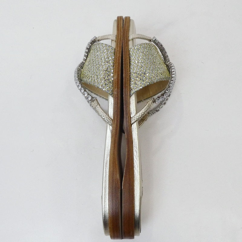 【中古】JIMMY CHOO | ジミーチュウ TALIKA FLAT サンダル J00015865737 ゴールド 24cm