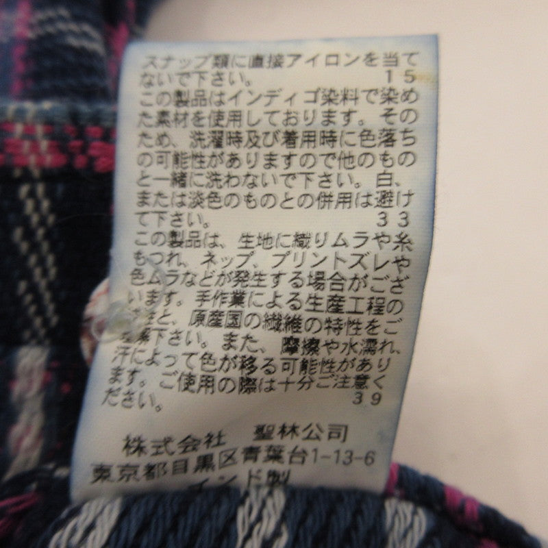 【中古】BLUE BLUE | ブルーブルー インディゴソフトキャンバスチェックウエスタンシャツ 長袖シャツ 700078775 サイズ:2