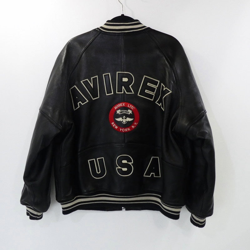 【中古】AVIREX | アヴィレックス VARSITY JACKET レザー 6181032 ブラック サイズ:L