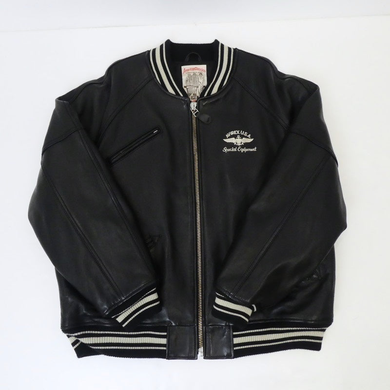 【中古】AVIREX | アヴィレックス VARSITY JACKET レザー 6181032 ブラック サイズ:L