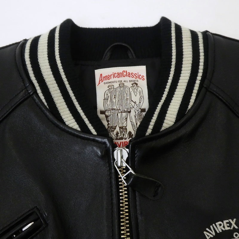 【中古】AVIREX | アヴィレックス VARSITY JACKET レザー 6181032 ブラック サイズ:L