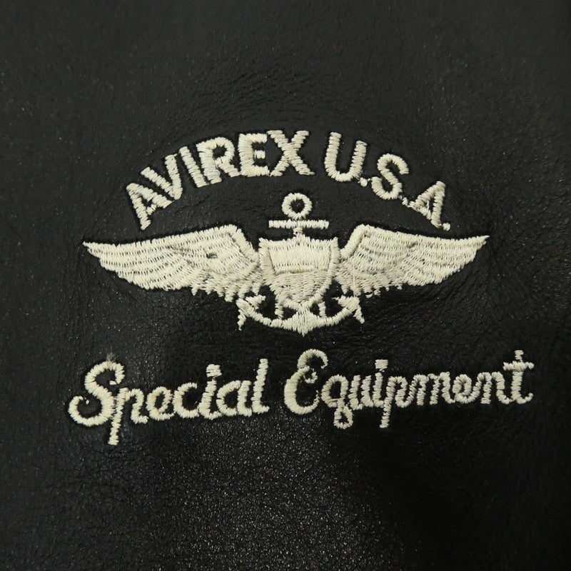 【中古】AVIREX | アヴィレックス VARSITY JACKET レザー 6181032 ブラック サイズ:L