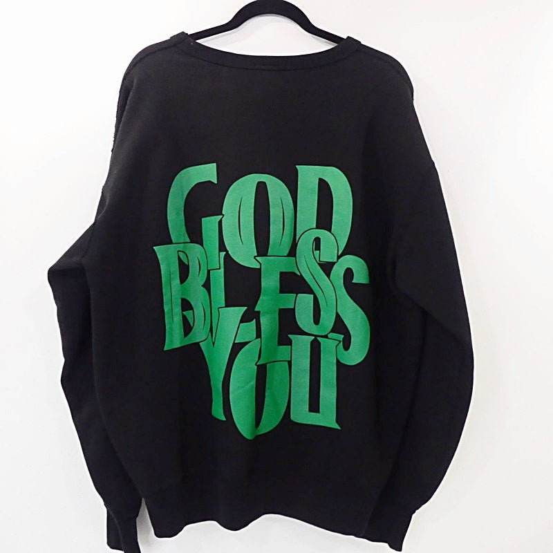 【中古】EXAMPLE | イグザンプル GOD BLESS YOU CREWNECK スウェット ブラック サイズ:XXL