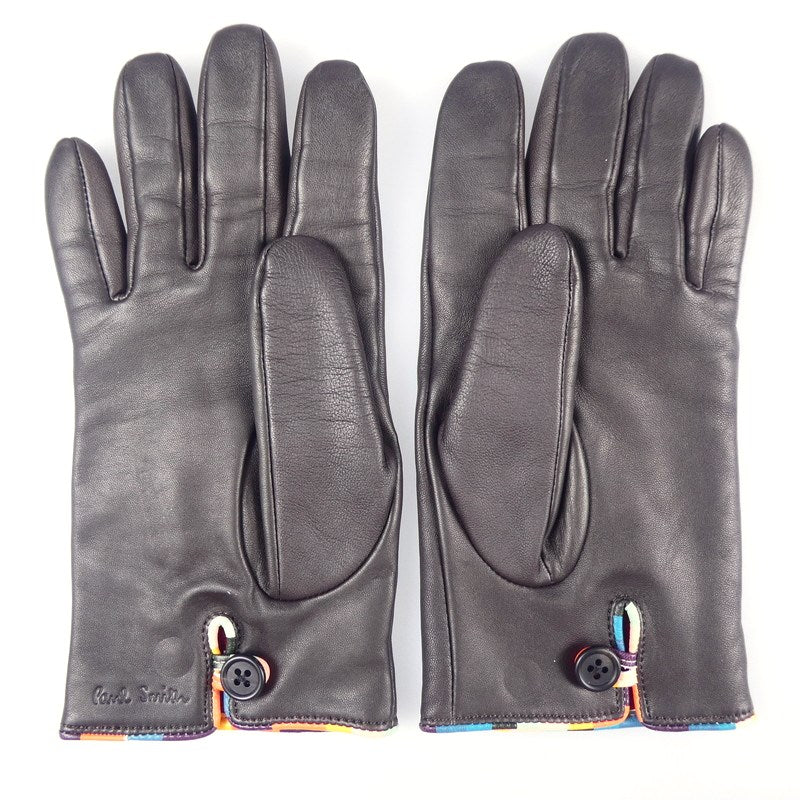 【中古】Paul Smith | ポール・スミス アーティストストライプパイピングレザーグローブ 手袋 220750 ブラウン