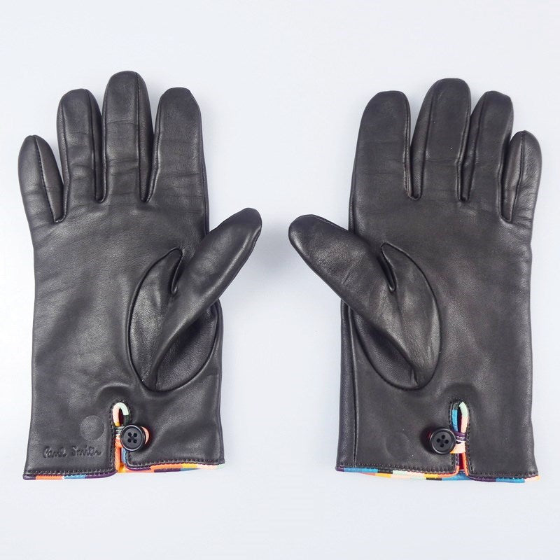 【中古】Paul Smith | ポール・スミス アーティストストライプパイピングレザーグローブ 手袋 220750 ブラウン
