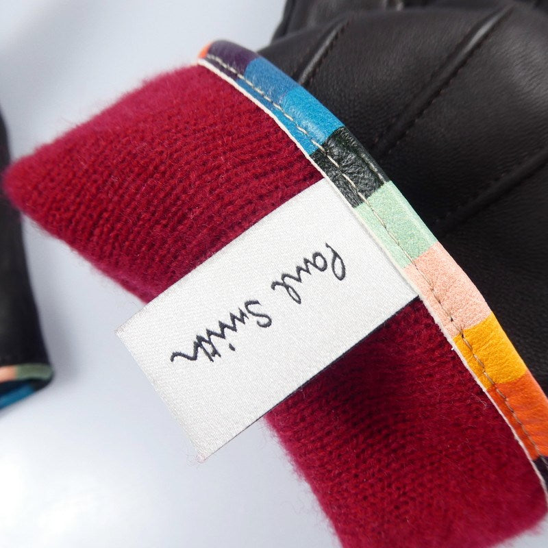 【中古】Paul Smith | ポール・スミス アーティストストライプパイピングレザーグローブ 手袋 220750 ブラウン