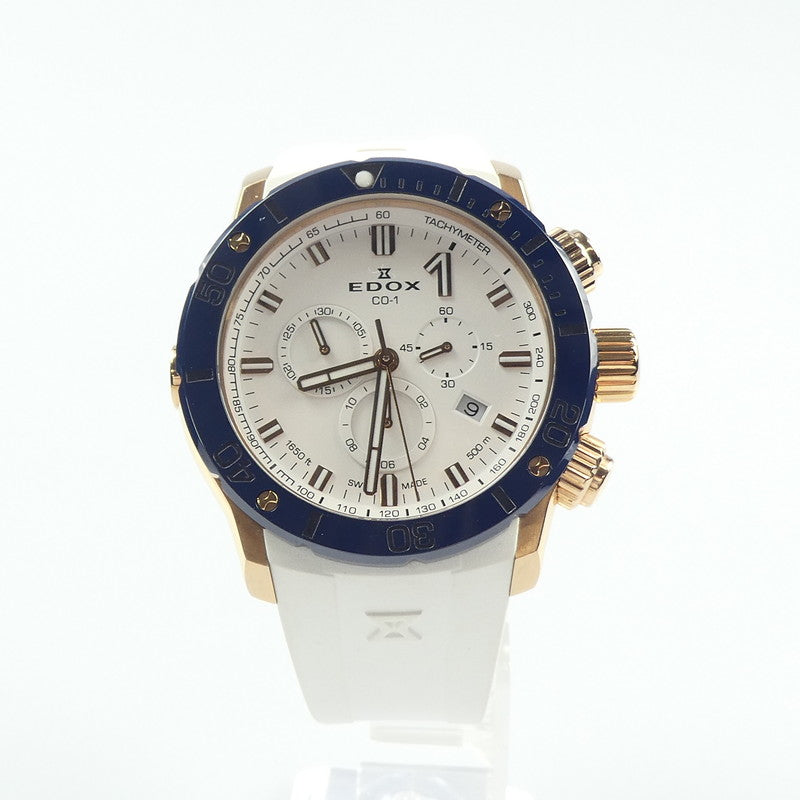 【中古】EDOX | エドックス クロノオフショア1クロノグラフスペシャルエディション 腕時計 10221-37RBU75-BIR7 ホワイト