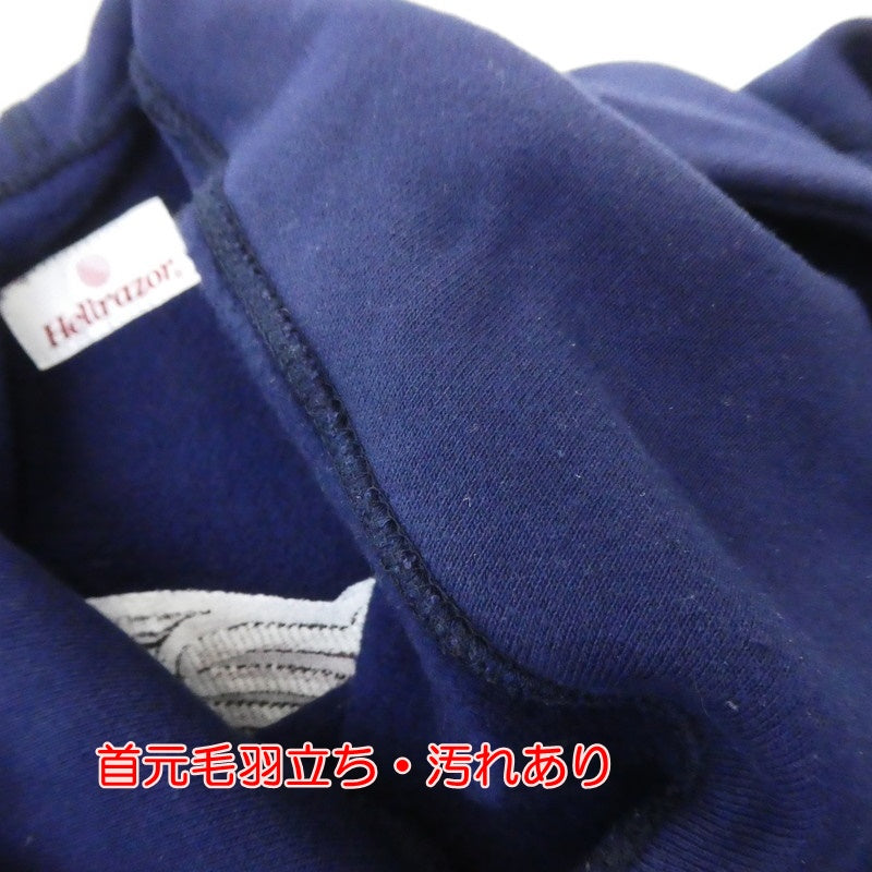 【中古】HELLRAZOR | ヘルレーザー NEW WORLD EMBROIDERED? パーカー ネイビー サイズ:XL