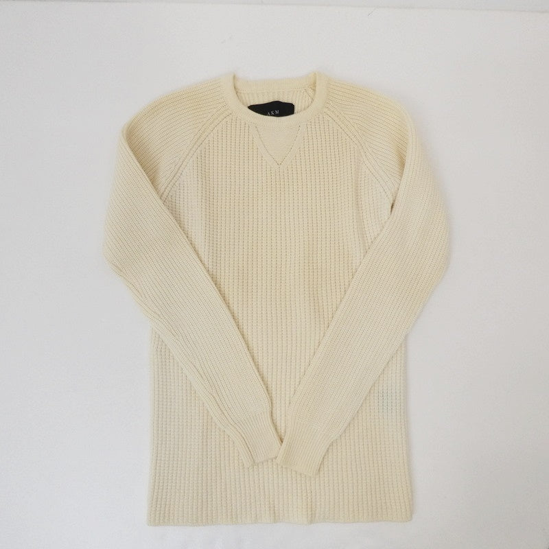 【中古】AKM | エイケイエム HEAVY WAFFLE CREW WHITE ニット K148 ベージュ サイズ:S