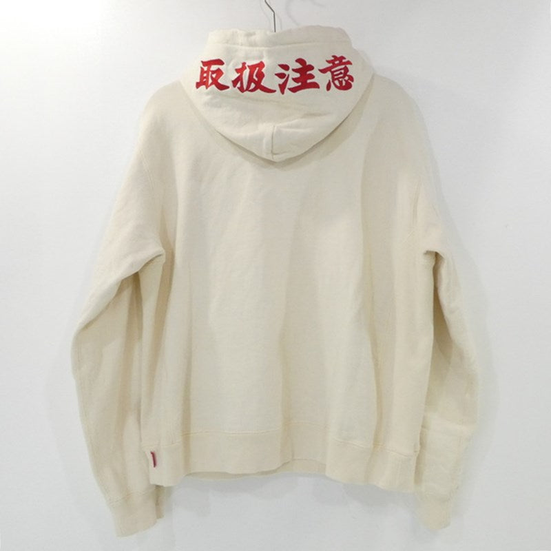 【中古】BlackEyePatch | ブラックアイパッチ HANDLE WITH CARE LABEL HOODIE パーカー BEPFW21TP26 ベージュ サイズ:M