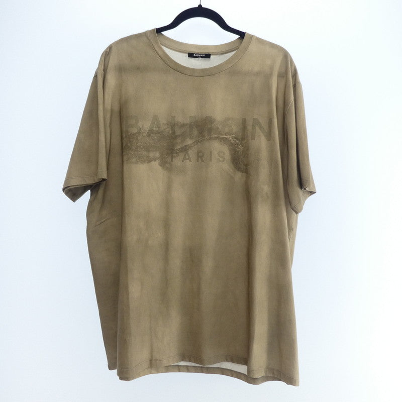【中古】BALMAIN | バルマン デザートロゴ 半袖Tシャツ AH1EG010GC61-WDV ベージュ サイズ:XL